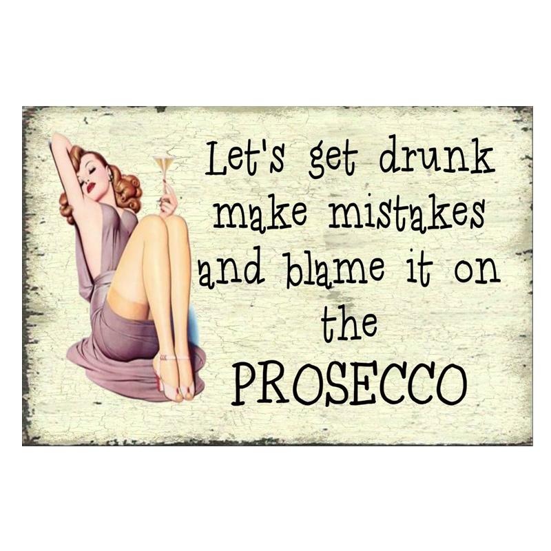Prosecco O Clock Vintage Poster Prosecco Cocktails Metal Tin Signs Pub Bar Decoration Prosecco Princess Wall Art Decor N355 20x30cm（7.8x11.8inch）