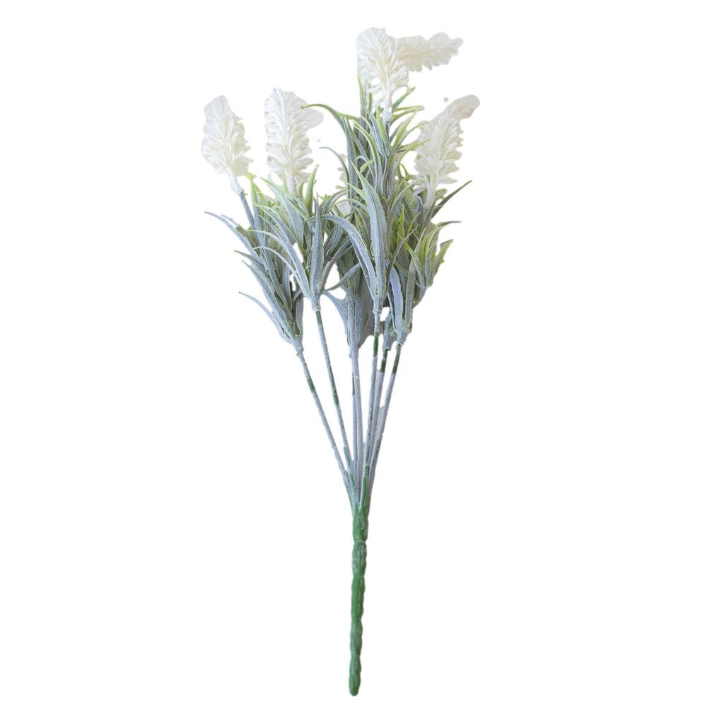 Realistic 7-Head Flocked Lavender Silk Flowers for Home Decor and Wedding Photography