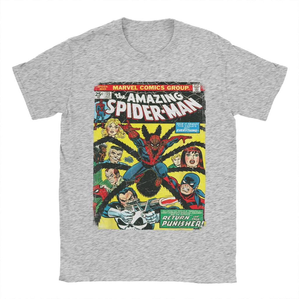 Genuine Authorized T-Shirt Amazing Spider-Man Comic Print T-Shirt Fashion Mens Cotton Top Relaxed Large Size Short Sleeve