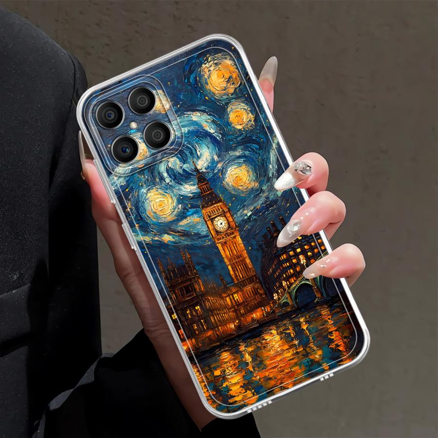 Custodia per Honor X9a X9b 90 Lite X7b X8b X8a X8 Cover Morbida per Telefono Van Gogh Notte Stellata