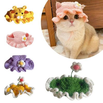 Cute Pet Hat Cat Hat Funny Cospaly Headgear Kittens Knitted Hat Handmade Puppy Pet Cap Pet