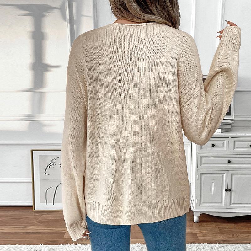 2026 Autumn/Winter Casual Retro Lace-up Round Neck Knit Cardigan for Women
