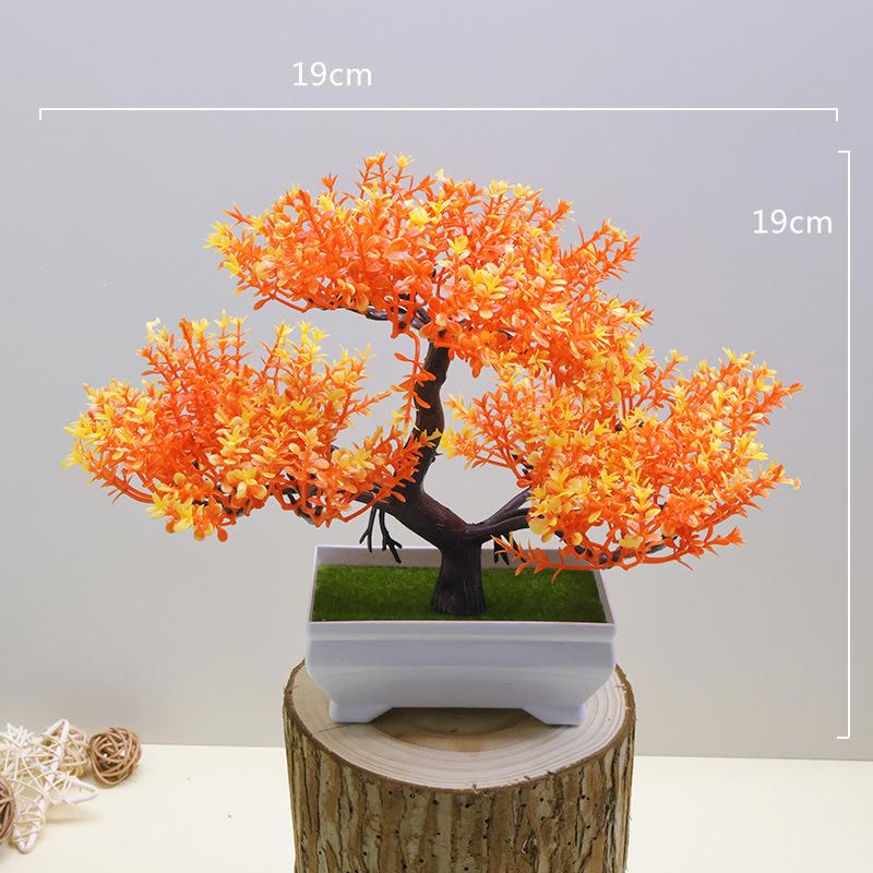Artificial Bonsai Pine Decor, Multicolor Plastic Fake Potted Plant for Table Home Decoration