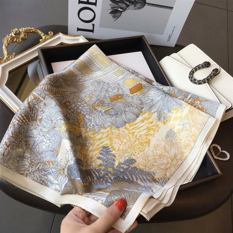 High-end Silk Scarf Lady 70*70cm Silk Square Scarf Women Soft Satin Hairband Neckerchief Tie Female Headband Foulard Bag Ribbon