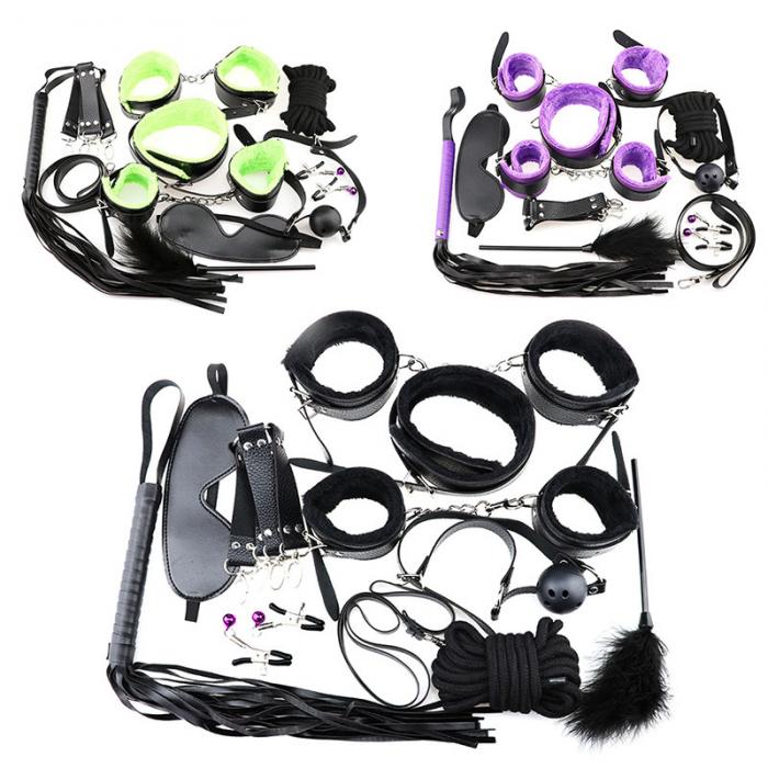 10 Piece Bdsm Bondage Sex Toys Kits for Couples Fetish Kinky Bundle Tied Binding Porno Handcuff Pillory Spanking Whips