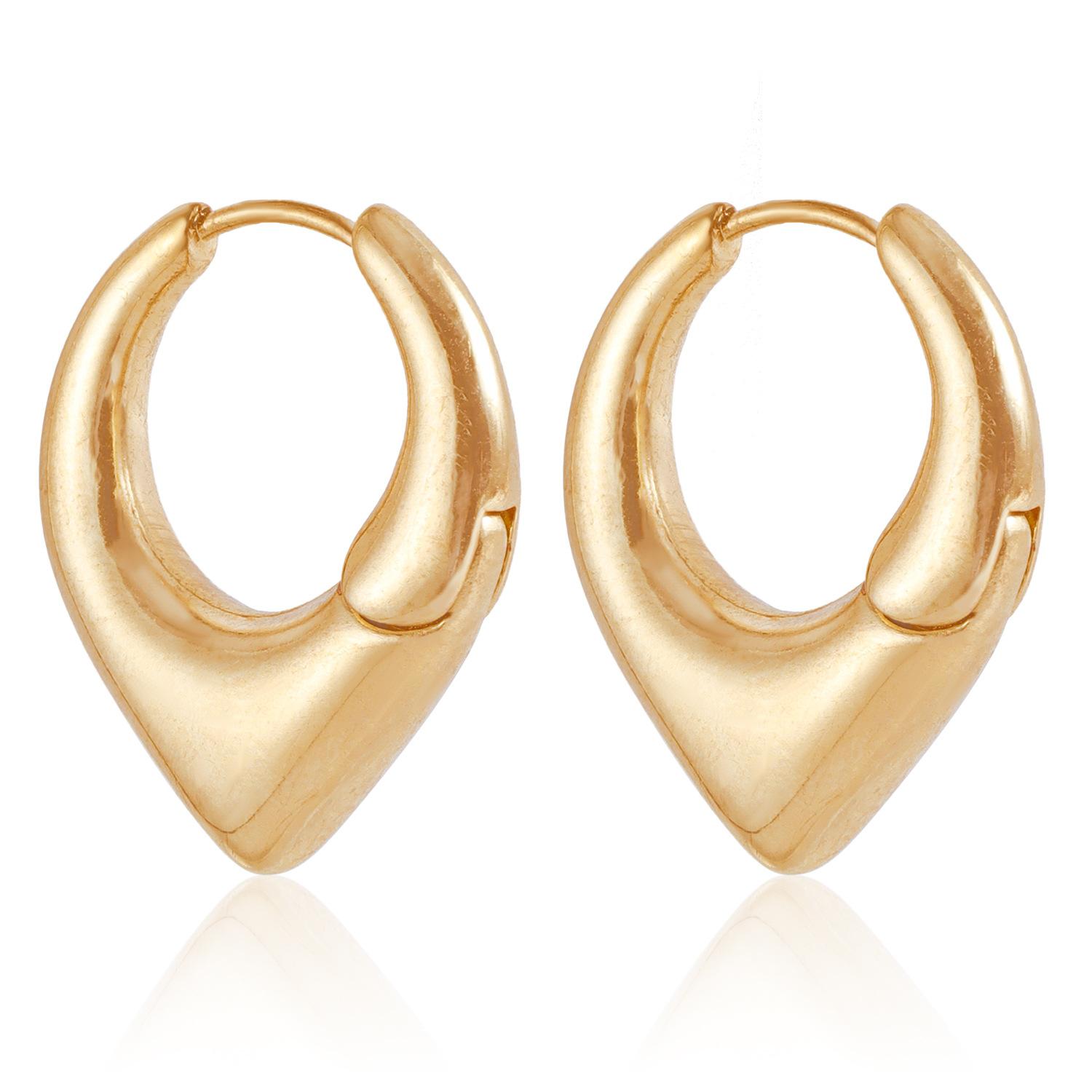 

Punk smooth hollow love earrings pointed geometric earrings, simple three-dimensional ear buckles золотий