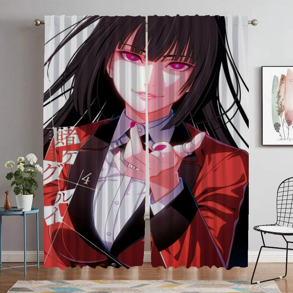 Jabami Yumeko Köksgardiner för Kamera Moderna Vardagsrumsgardiner 2 Delar Rullgardiner Tyll för Sovrum Mörkläggningsgardin Elegant