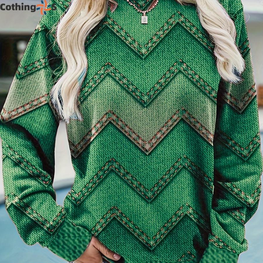 Mode Damtröja Randig Tryckt Huva Lös Topp