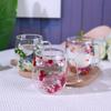 Luxury Double-Layer Glass Cup with Real Flowers and Quicksand Design