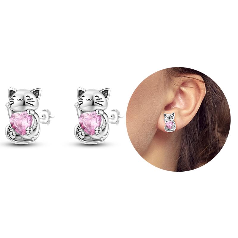 Silver 925 Heart CZ Cubic Zircon Round Daisy Flower Trio Stud Earrings for Women Silver S925 Original Fashion Jewelry