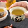 1 ks Chinese Tradition Ru Kiln Keramický čajový šálek Ručně malovaný Roztomilé pandy Čajová miska Ručně vyrobený šálek Vynikající čajová sada pro domácnost
