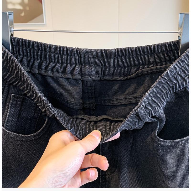 DIMANAF 2026 Autumn Winter New Plus Size Women Jeans Long Pants Denim Bottoms Casual Elastic Waist Pants Vintage Lday Black