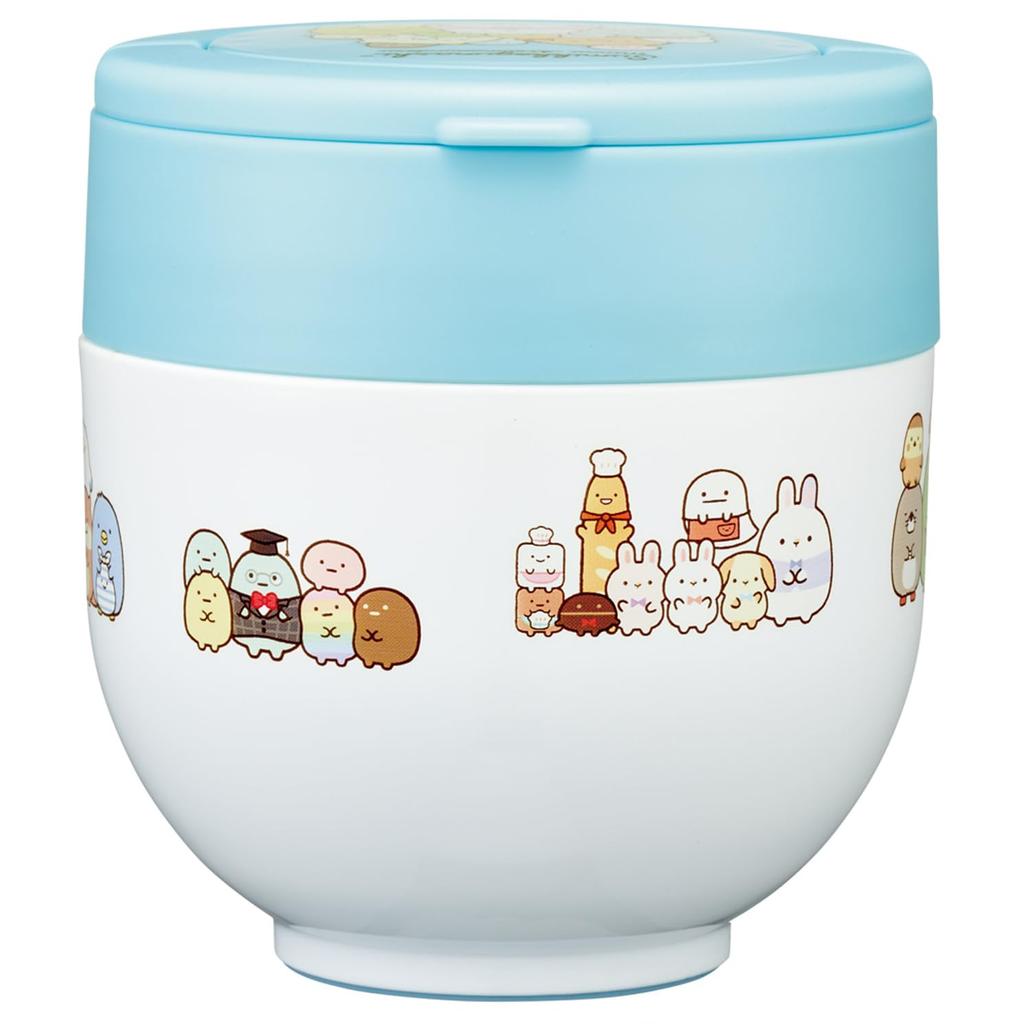 Skater Insulated Lunch Bowl with Folding Sumikko Gurashi Box, Type, 540ml, Women's Size, 2-Tier, Handle, "Atsumaru-n-desu" (LDNO6-A)