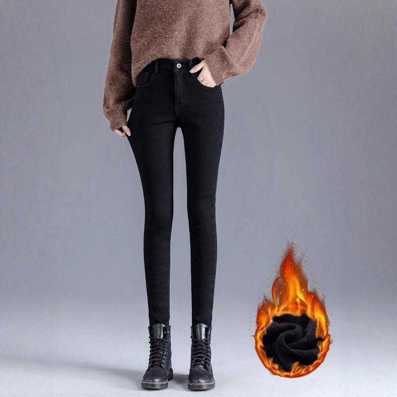 High-waisted Jeans Women's Pants Autumn and Winter Velvet New Outer Wear Thickened Tight Elastic Versatile Small Feet Pencil Pants