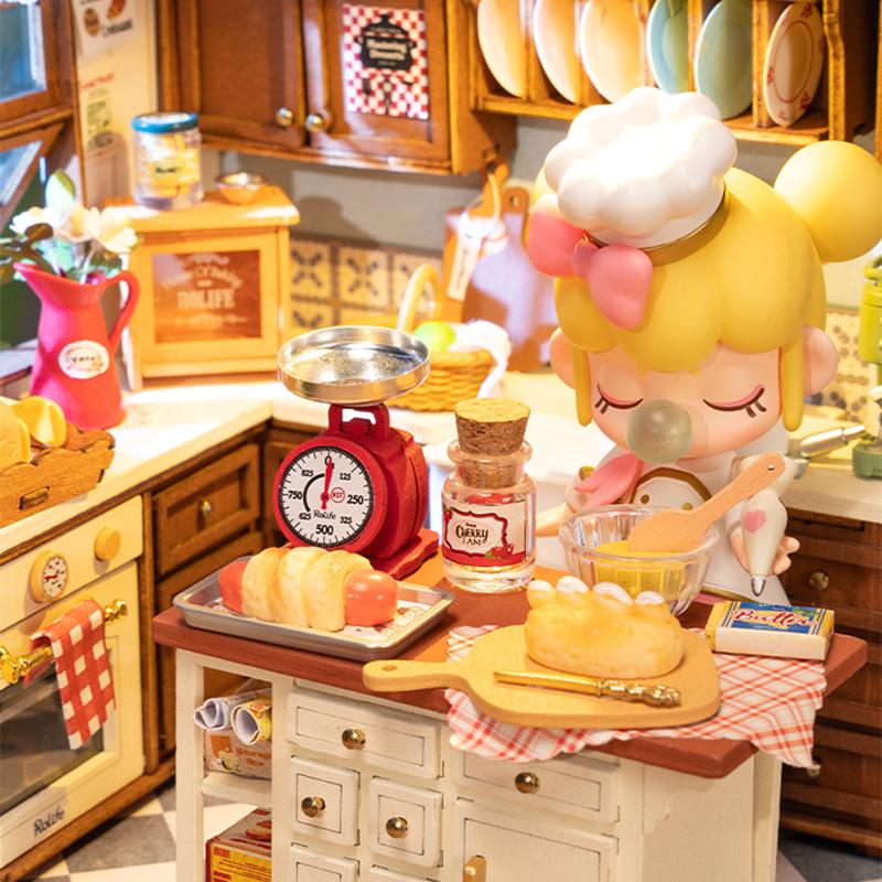 Robotime Rolife DIY Miniature Dollhouse Kit Baking Kitchen Crafts Hobbies Amazing Gift for Women Children DG172