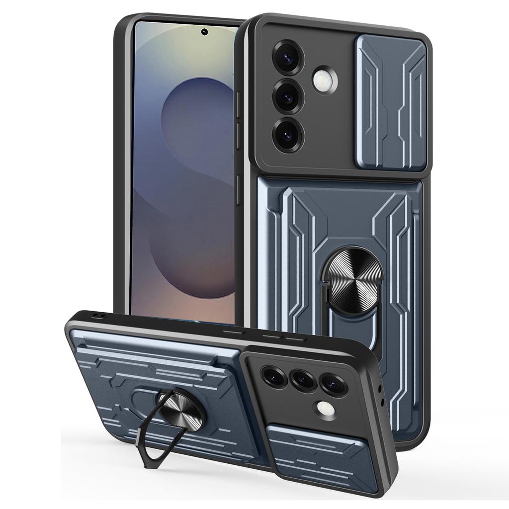 For Samsung Galaxy S25+ Case PC+TPU Kickstand Phone Back Cover with Camera Slider