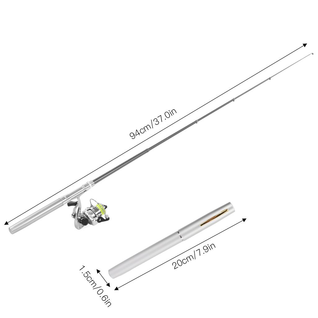 Portable   Pen Shape Fishing Rod Pole   Retractable Fishing Rod with Reel Wheel