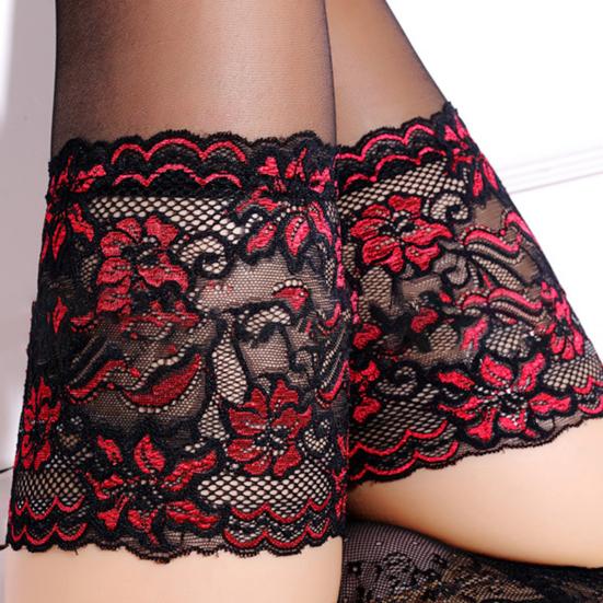 Sexy Wide Lace Silicone Bandage Thigh High Stockings Over-the-knee Long Socks