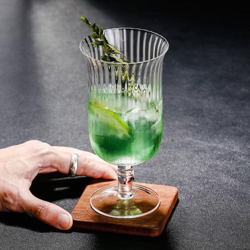 Shangqi Crystal Striped Tall Cocktail Glass Set (2-Pack)