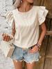 Women's Summer New Style Round Neck Striped Ruffles Sleeve Shirt Top