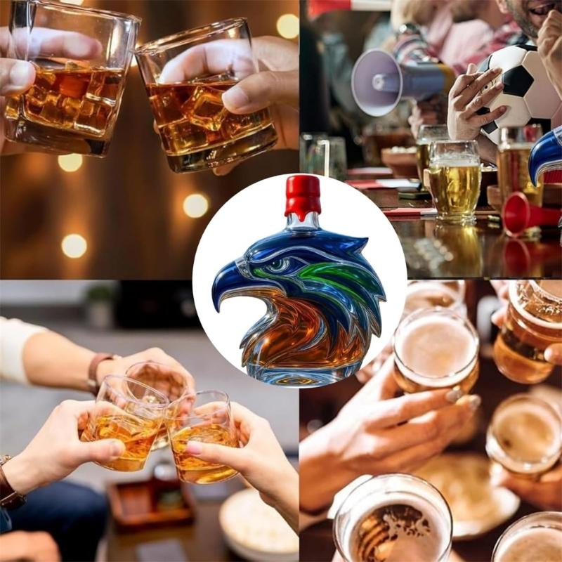 Handcrafted Crystal Glass Multifunctional Beverage Dispenser Feature Artistic Seahawk Shape Ideal For Home Pubs Decors