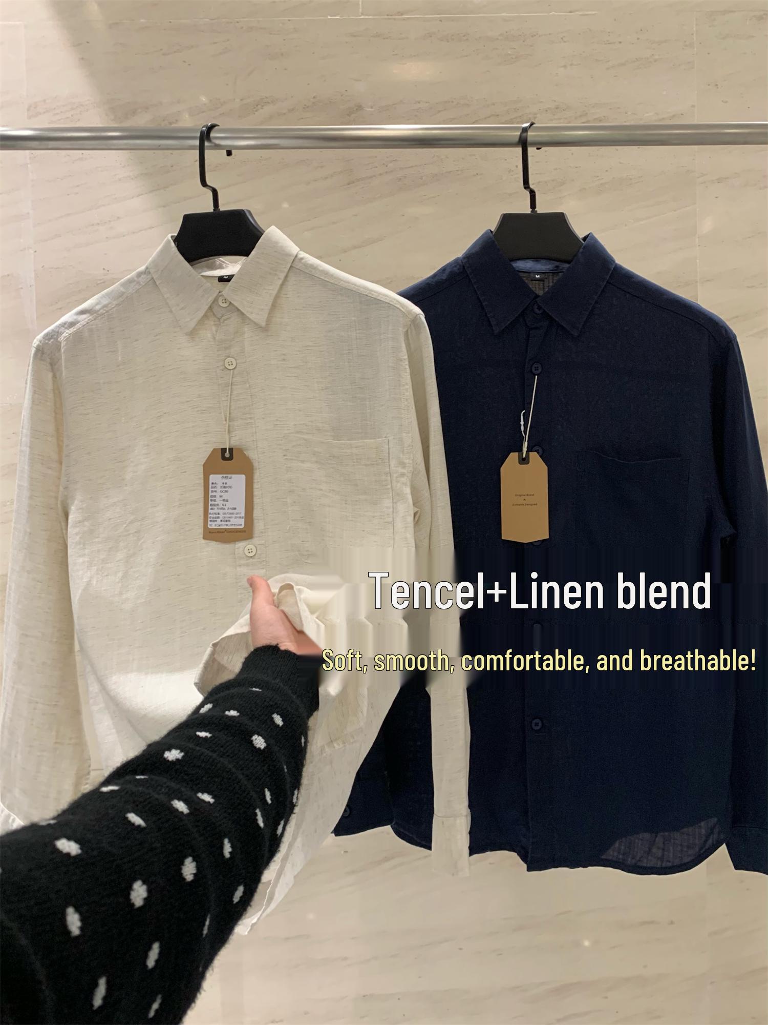 Exit Old Money Style Tencel Linen Shirt: Unisex, Lightweight & Trendy for Spring/Summer L (60-63 kg) бежевый