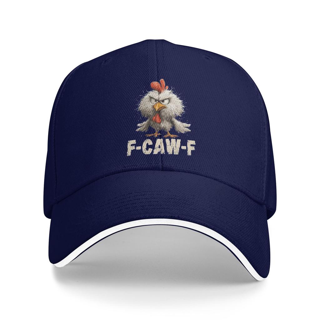 Funny Chicken F-Caw-F Quote Rooster Meme Baseball Cap Outdoor Sport Sunscreen Trucker Hat Couple Women y2k Retro Baseball Caps