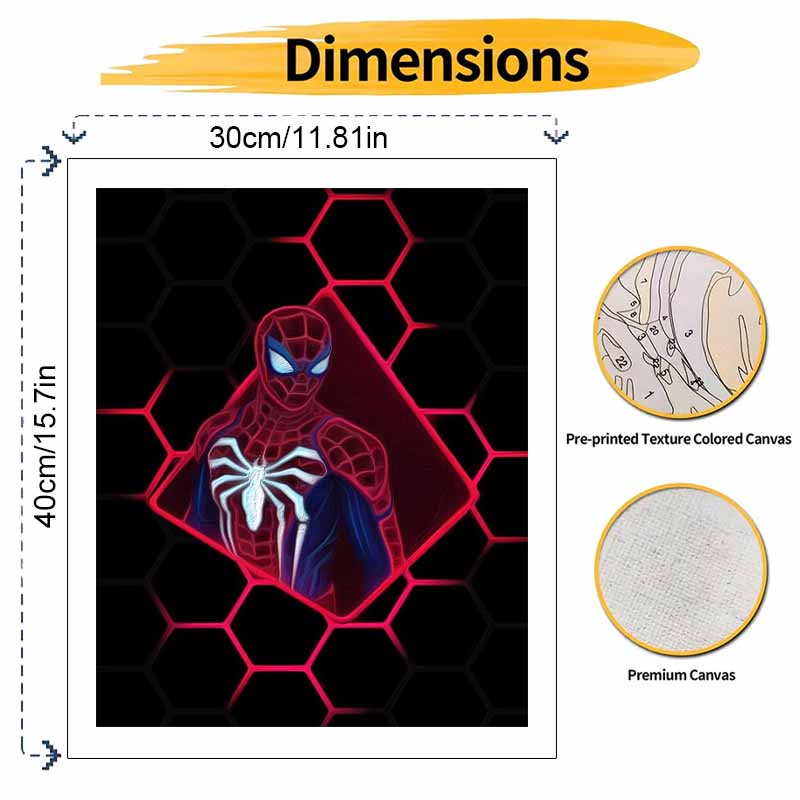 SpiderMan Oil Art Painting Kit Home Wall Decor Handmade Gift for Marvel Fan Cool Neon Hero Pattern Canvas Picture Room Decoration DIY