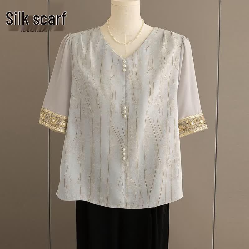 Women s V-Neck Lace Patchwork Blouse S