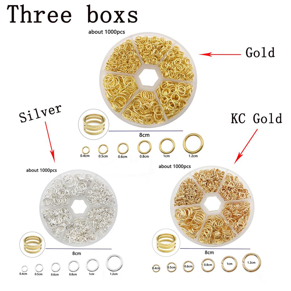 About 1000Pcs 6 Different Sizes Open Jump Rings,4mm 5mm 6mm 8mm 10mm 12mm with 1Pc Jump Ring Open/Close Tool for DIY Crafts Gift