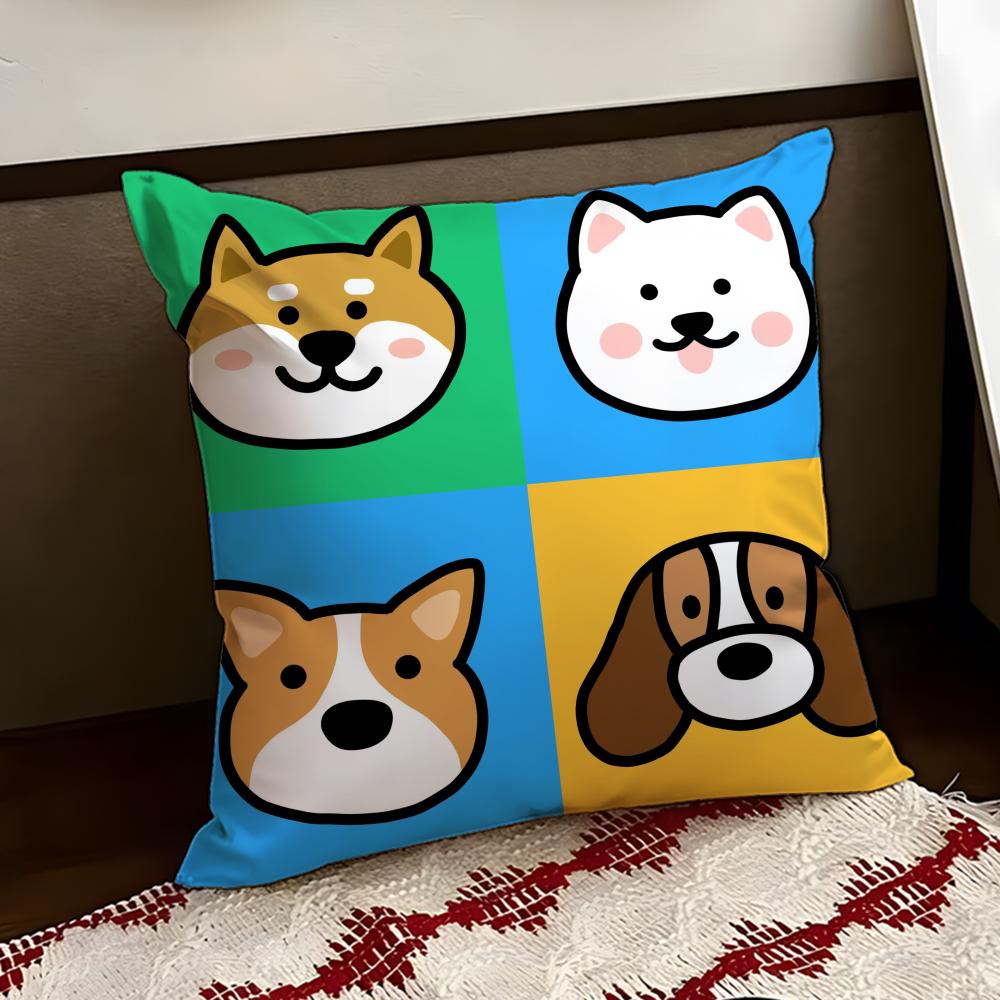Cartoon Simple Cute Dog Cushion Cover Reversible Soft Durable Pillow Cover Home  Car MultiScene Use for Daily Comfort