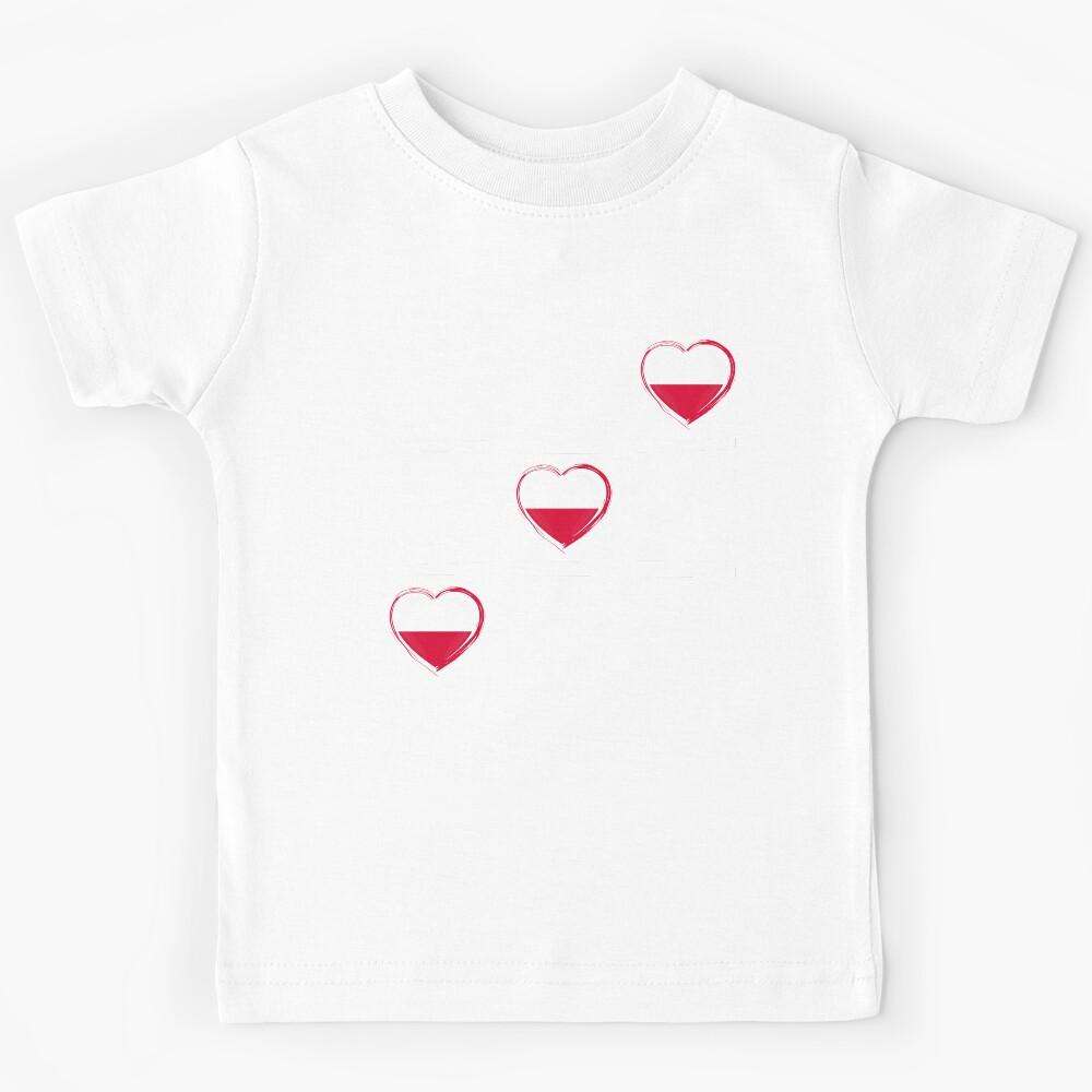 Polish Flag Hearts Poland Kids T-Shirt 110