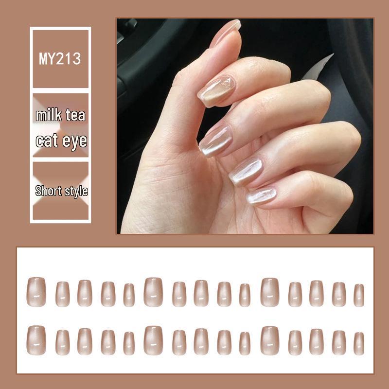 Chasing Light Cat's Eye Crystal Nails: Handmade, Detachable, Flash Diamond Design for Trendy, Stylish Looks.