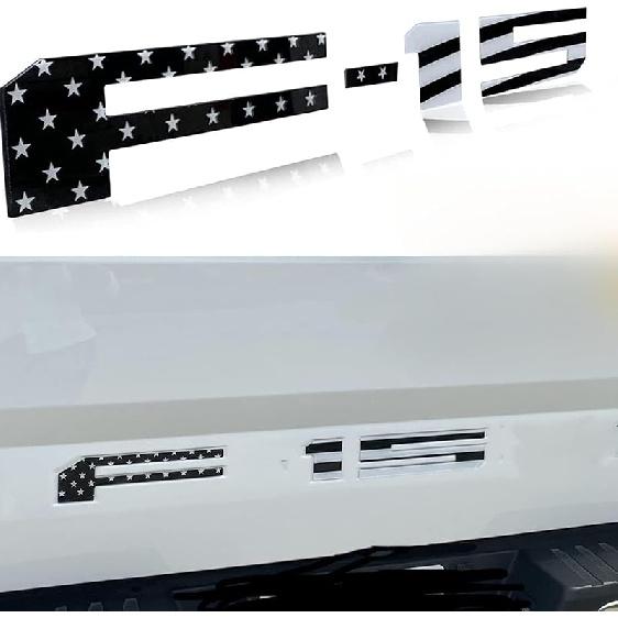 Tailgate Erts Letters Compatible For -2025 F15, 3D Raised & Strong Adhesive Decals Letters (Black American Flag) Black American Flag