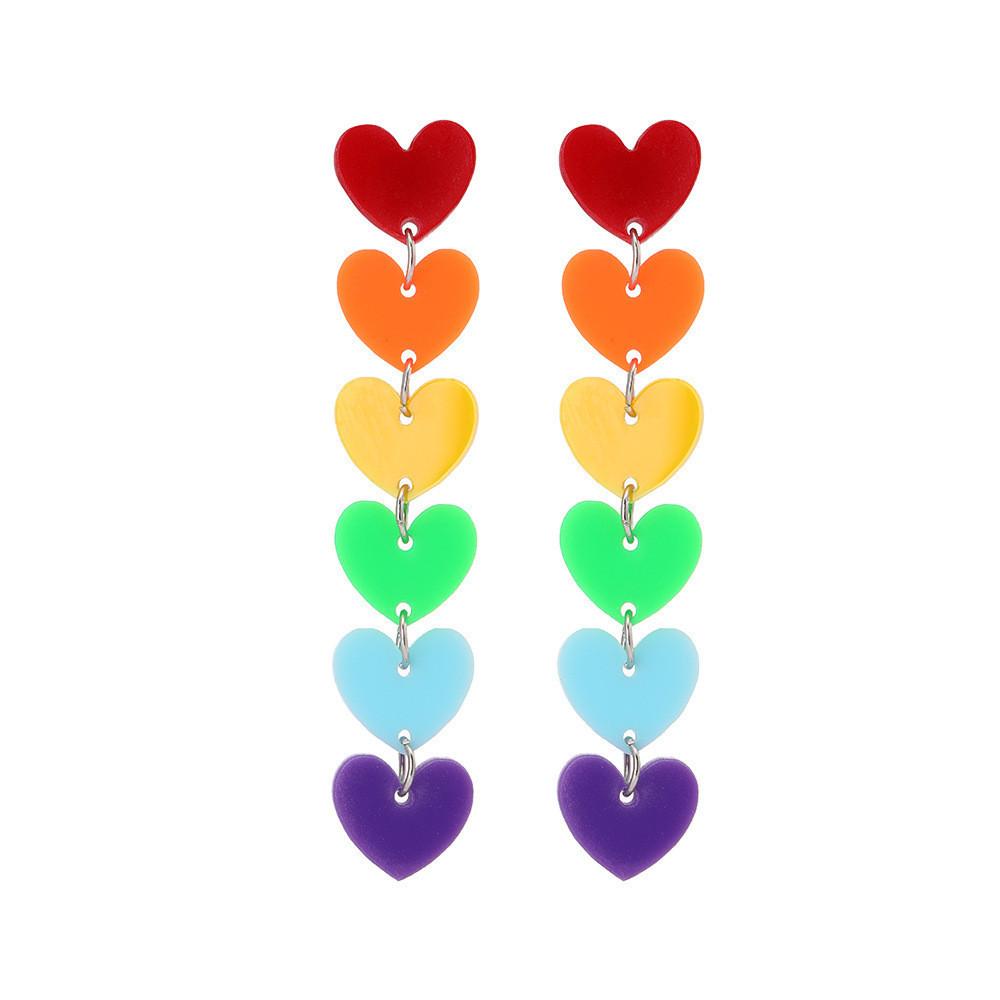 Fashionable Rainbow Earrings Alloy Plated Geometric Shape Trendy Street Style