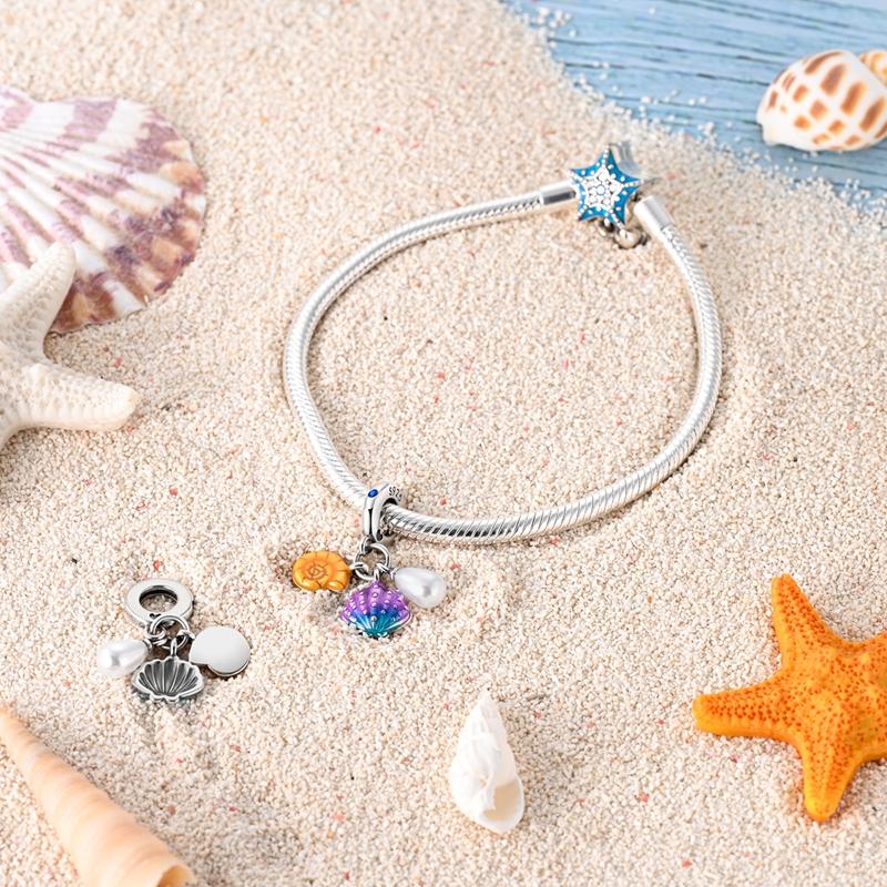 Blue Series 100% Copper Metal Charm Bead Components Pendant Bead Components Compatible With Authentic Original Bracelet High Quality Fine Jewelry Do
