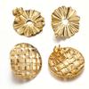 No Fade 10pcs Stainless Steel Porous Ear Studs Flounce Gold Color Earring Studs Base for Jewelry Making DIY Wholesale Supplies