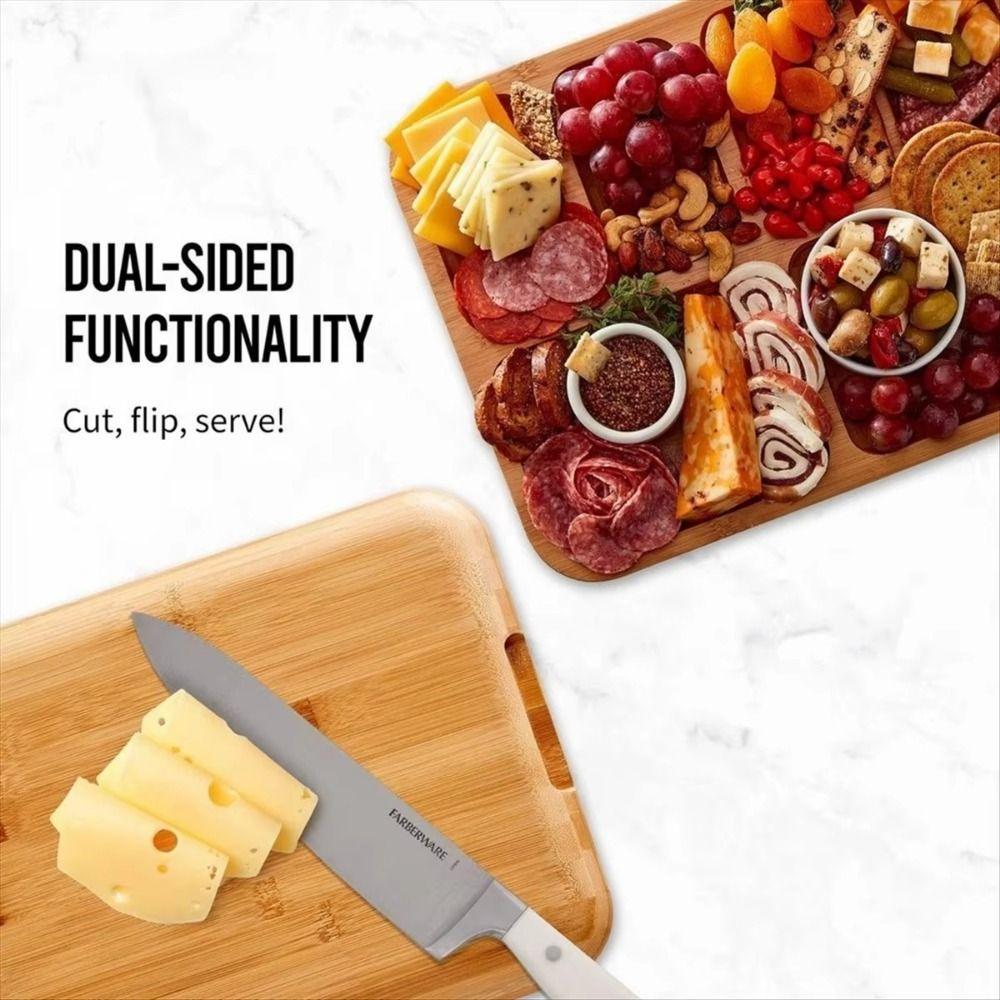 Transparent Bamboo Cheese Board Snap-On Lid Square Shape Wooden Cheese Board Divided Grid Stylish Charcuterie Board
