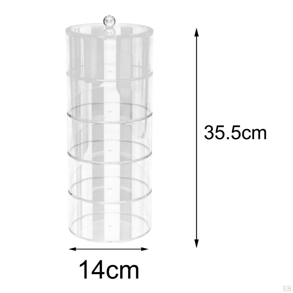 Display Box Case Transparent Multipurpose Cylindrical Organizer Storage for Bedroom