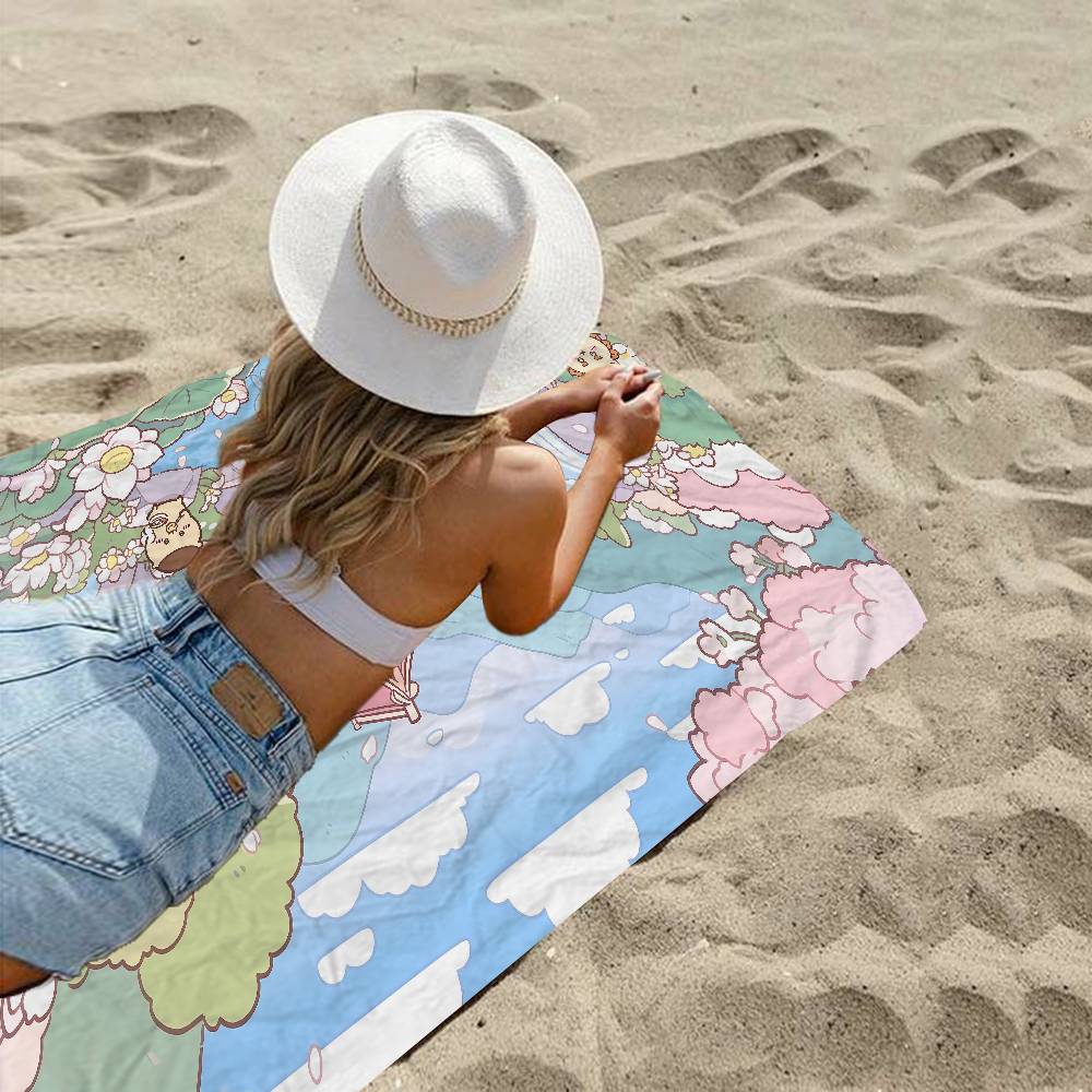 Cute Cartoon C-ChiikawaS Anime Beach Swimming Towel Soft Absorbent Washcloth Children's Gifts for Kids Travel Camping Gym