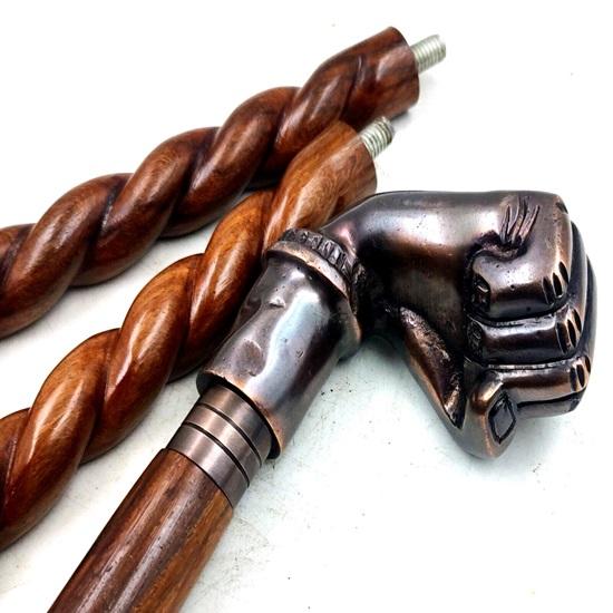 Dřevěná vycházková hůl pro ženy a muže – rukojeť ve stylu úderů, 3dílná otevřená hůl, 91,44 cm