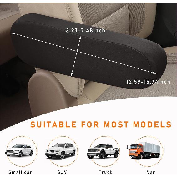 Kewucn 2 PCS Car Front Seat Armrest Covers, Elastic Fabric Auto Seat Armrest Protectors, Universal Seat Arm Rest Cover Replacement, Vehicle Interior