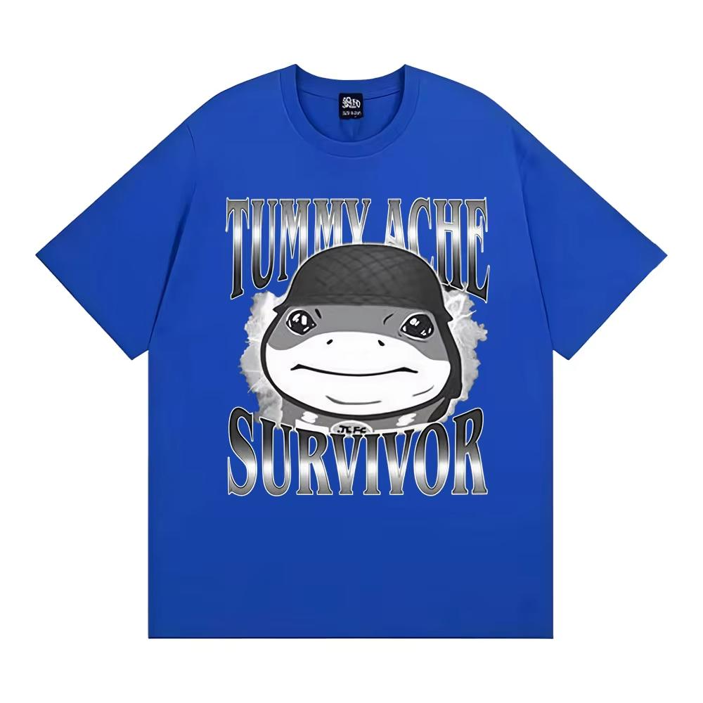 Funn Tummy Ache Survivor Jeff The Land Shark Helmet Meme T Shirts Men Women Fashion Humor Vintage Short Sleeve Oversized Tshirt