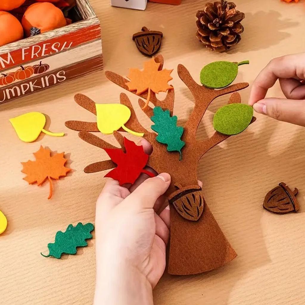 Handmade Felt Christmas Tree Craft Kits Holiday Decoration Nonwoven Fabric Wall Hanging For Kids Adults Autumn Crafts