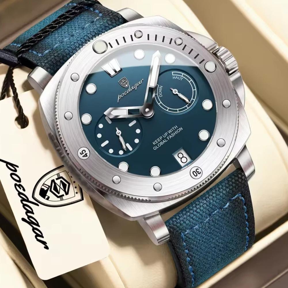POEDAGAR High Quality Watches for Man Waterproof Luminous Date Exquisite Men Clock Nylon Leather Quartz Fashion Wristwatch