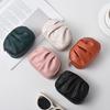 PU Leather Ruched Double-Zip Metal Keyring Multi- Coin Purse Key Pouch