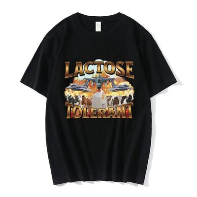 Lactose Tolerant Graphic Print T-Shirt Men Women Vintage Fashion Short Sleeve T-shirts 100% Cotton Casual Cozy Oversized T Shirt