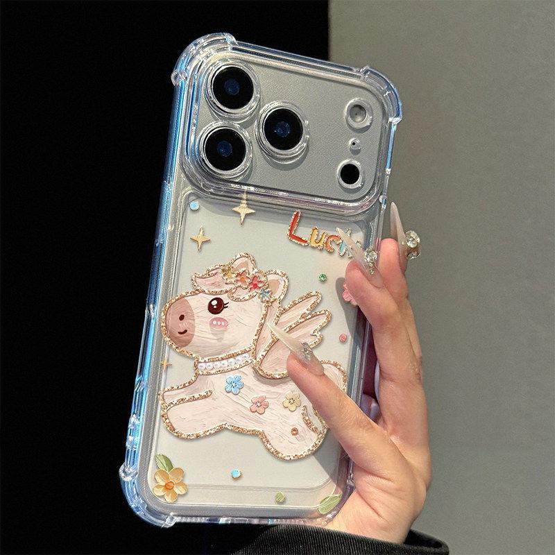 Apple 11 oil painting Pegasus 11 mobile phone protective case iPhone11promax women's all-inclusive 11pro four-corner airbag