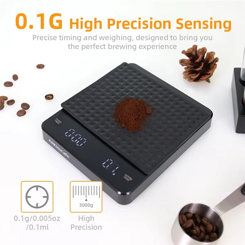 A84X-Coffee Bean Weight Scale Kitchen Scale Digital With Timer High Precision Rechargeable 3 Units(G/Oz/Lb)