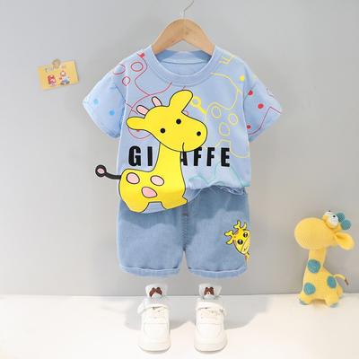 Baby Kinderkleding Cartoon Patroon Ronde Hals Korte Mouwen Shorts Tweedelig Trendy Kinderkleding Zomer
